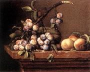 Plums and Peaches on a Table dfg, DUPUYS, Pierre